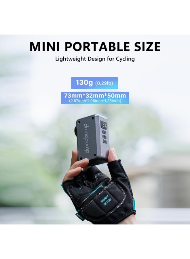 dwndpump AS230PRO Mini Electric Bike Pump, Portable Bicycle Tire Inflator with Digital Pressure Gauge, Auto Shut-Off, Presta & Schrader Compatible, 15L/Min Fast Inflation - Image 2